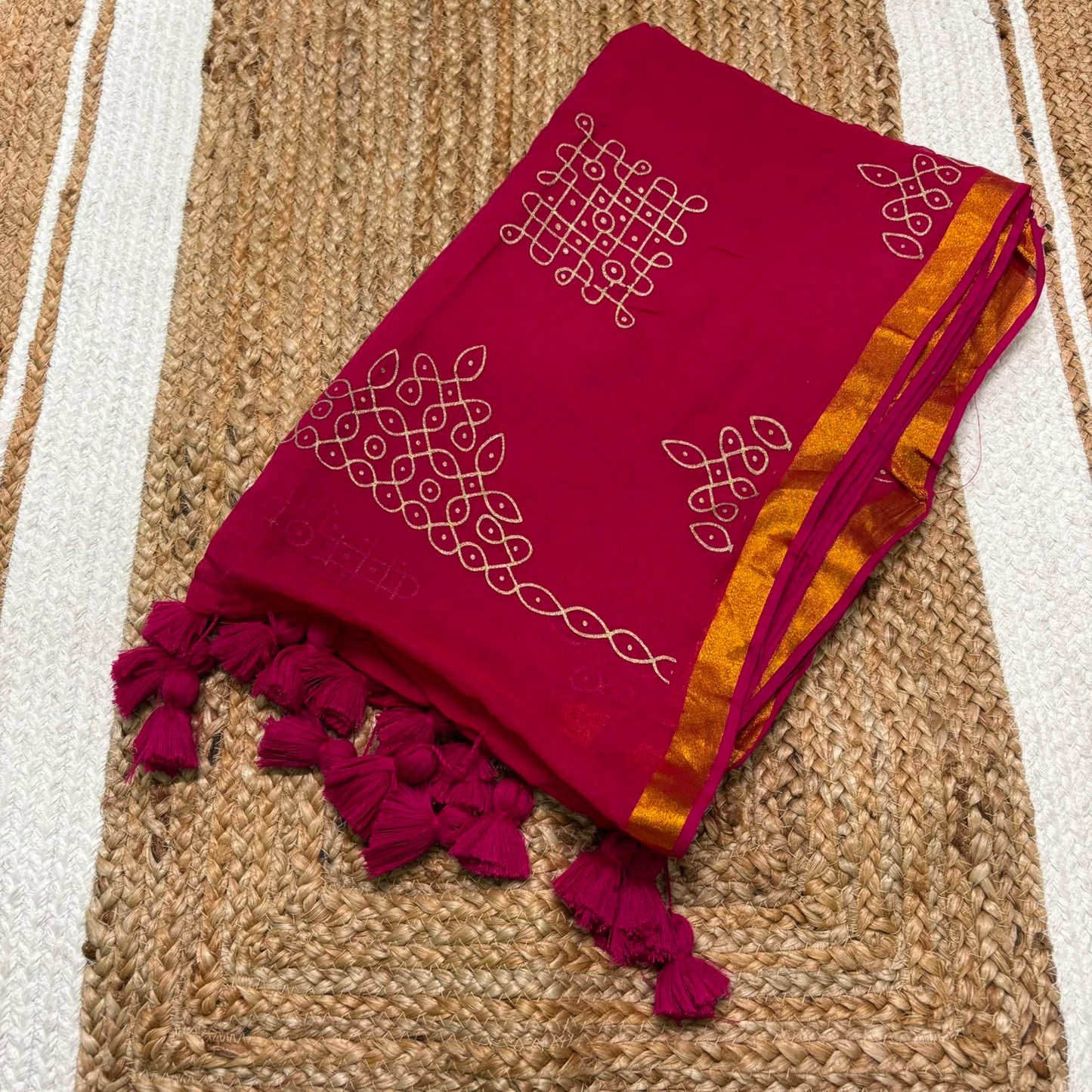 Kolam Printed Cotton Saree