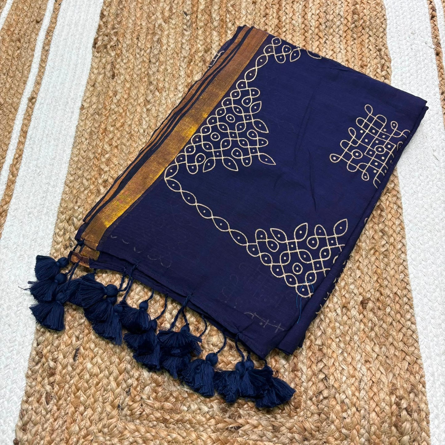 Kolam Printed Cotton Saree