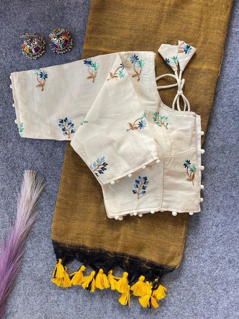 Embroided Blouse With Saree