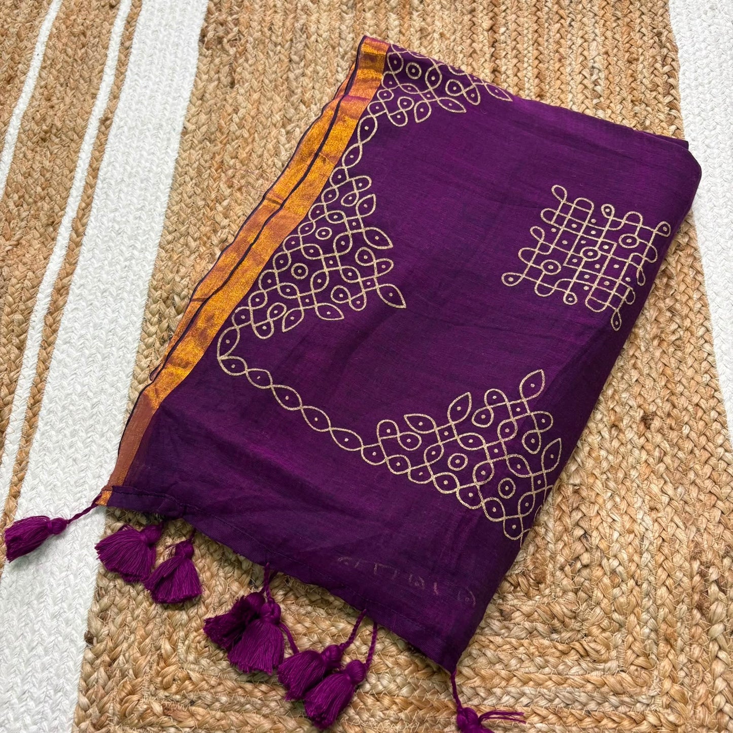 Kolam Printed Cotton Saree