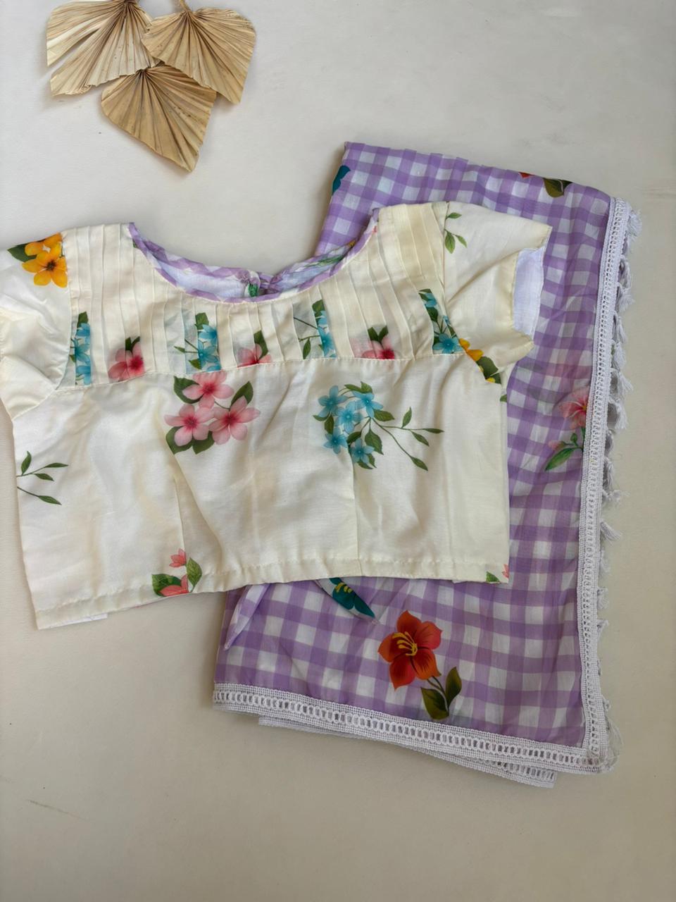 Saree With Striched Blouse