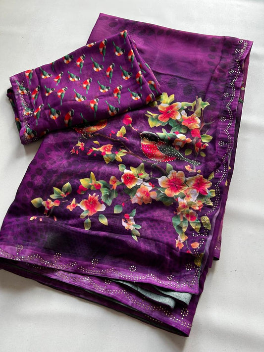 Bird Printed Saree