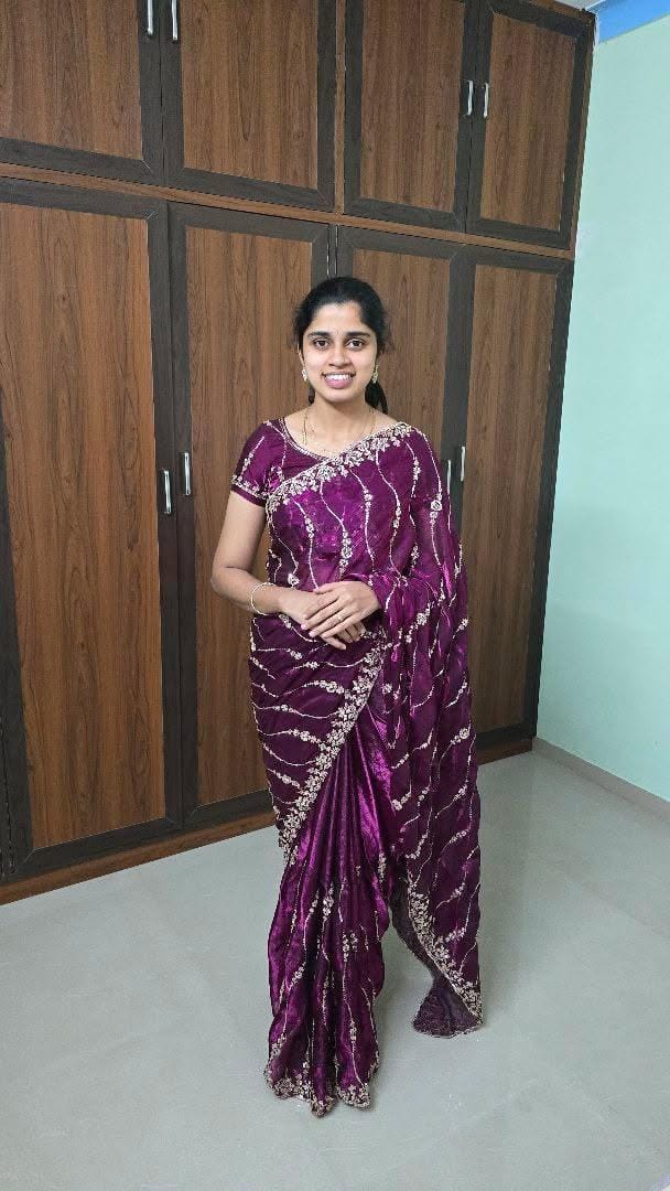 Space Silk Saree with Cutdana Work