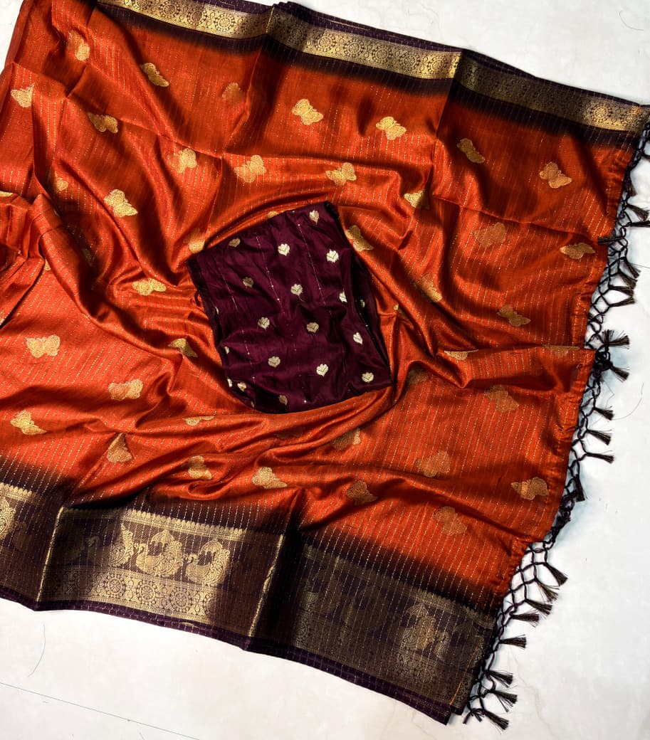 Rust orange saree