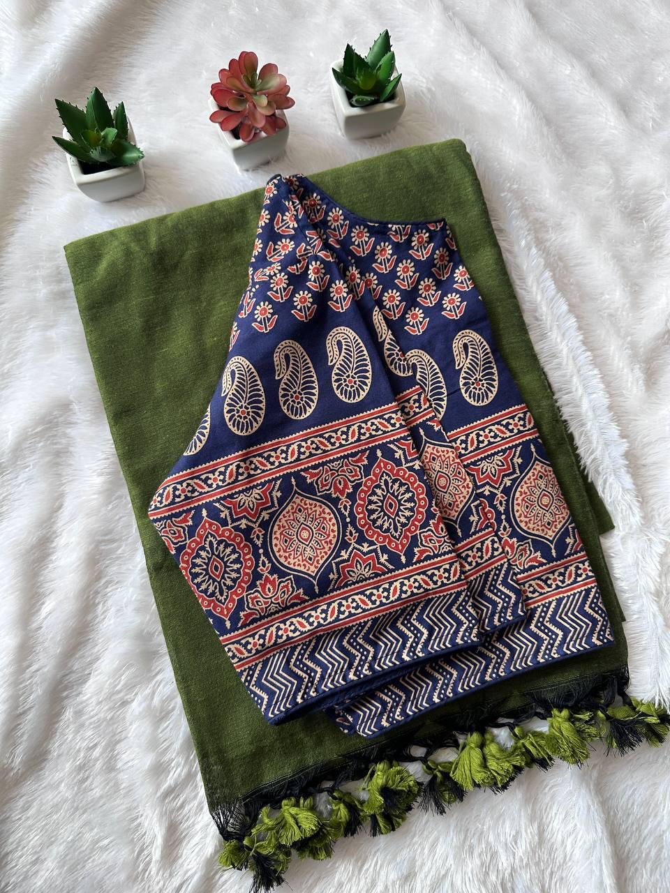Khadi Cotton Saree with Blouse