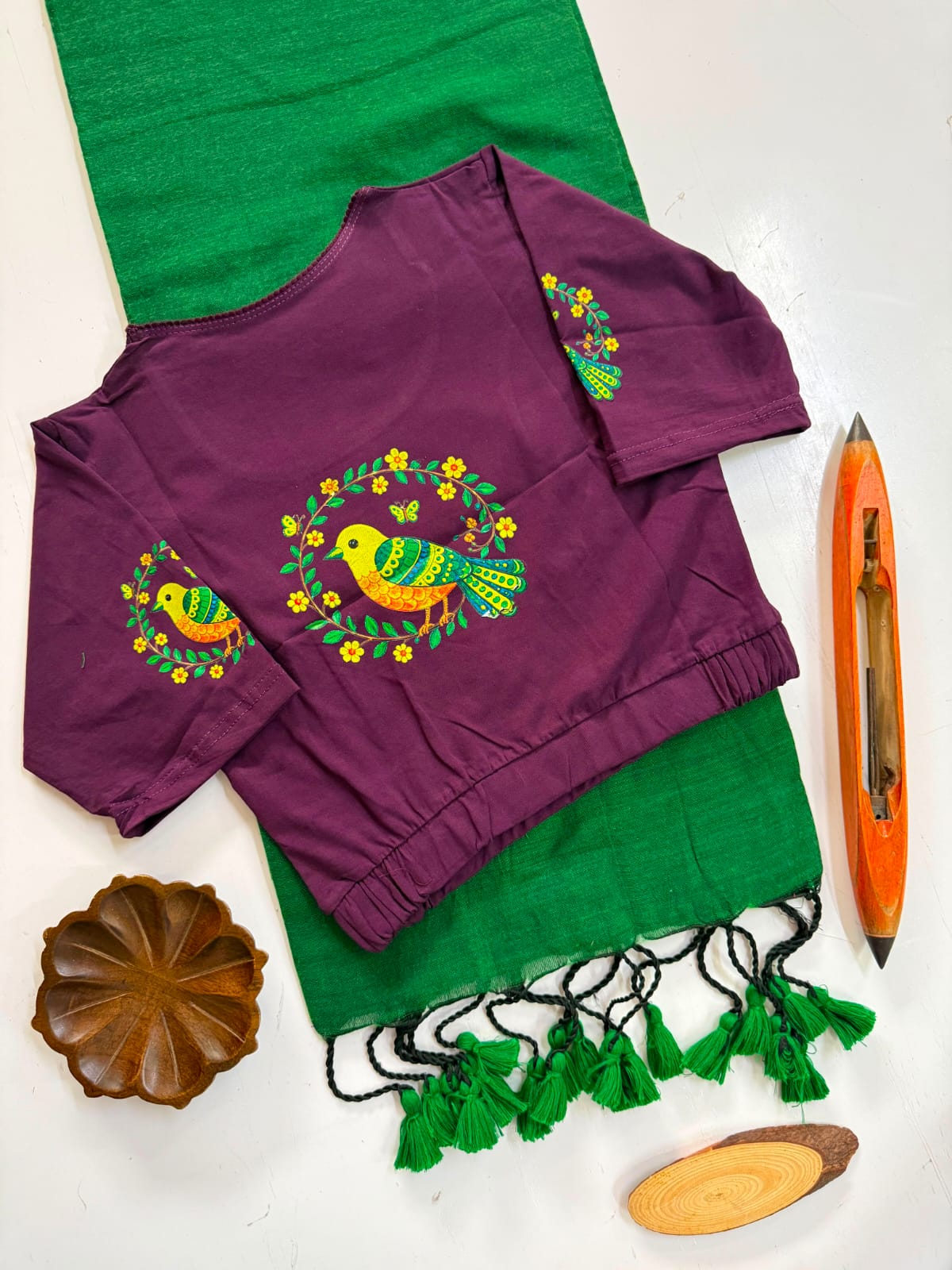Stretchable blouse & khadi cotton saree