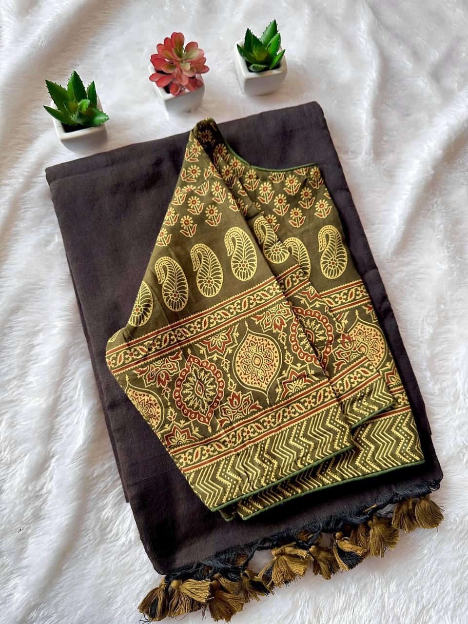 Khadi Cotton Saree with Blouse