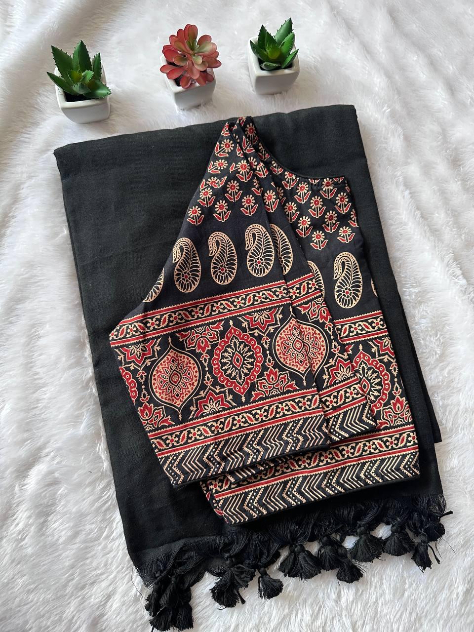 Khadi Cotton Saree with Blouse