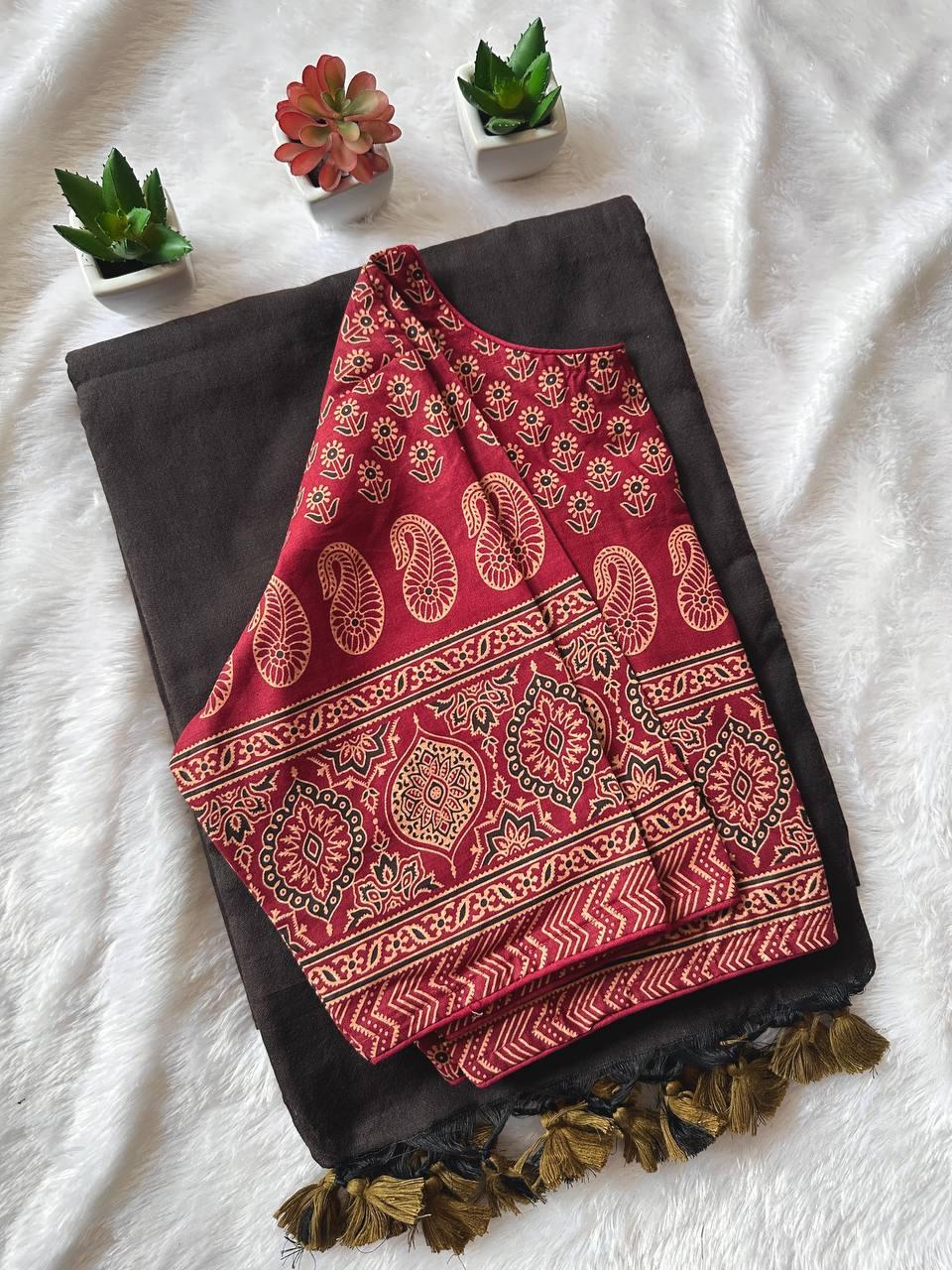 Khadi Cotton Saree with Blouse