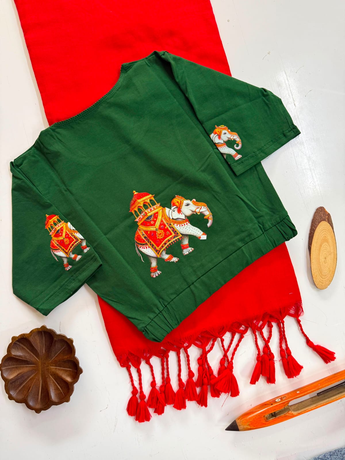 Stretchable blouse & khadi cotton saree