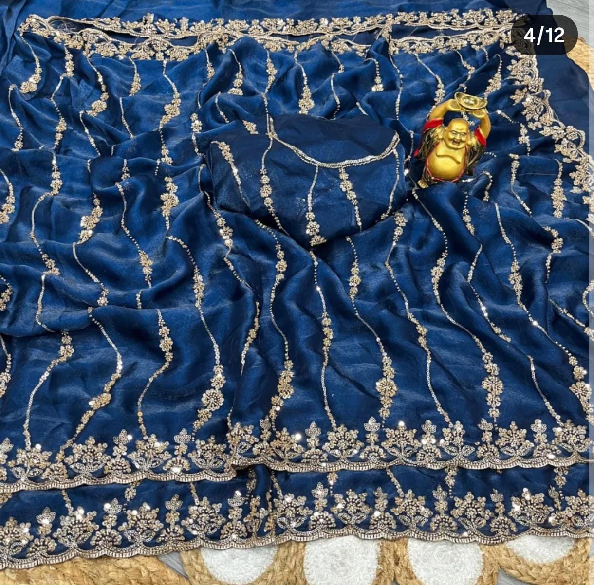 Space Silk Saree with Cutdana Work