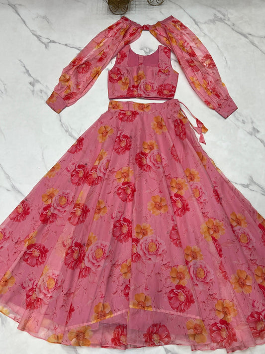 Floral Organza Lehenga Choli