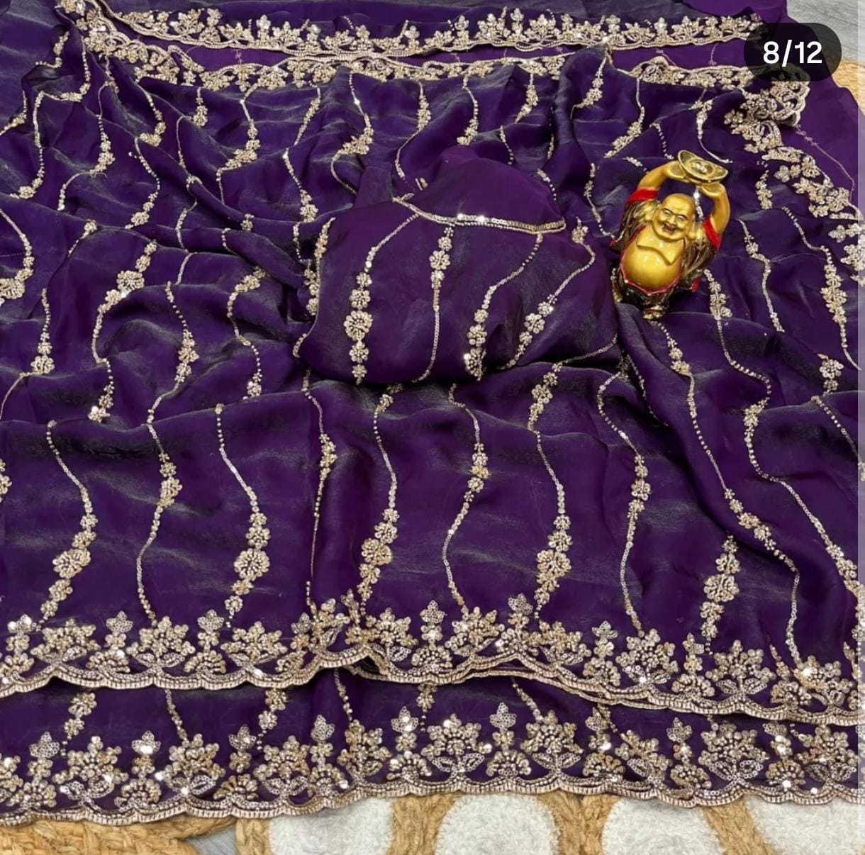 Space Silk Saree with Cutdana Work