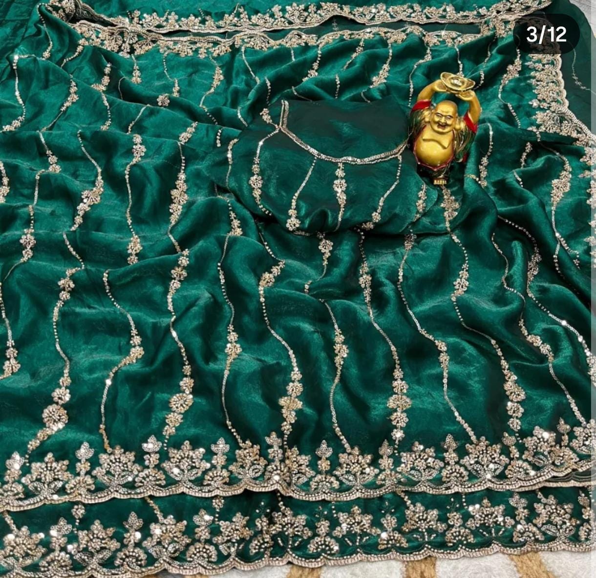 Space Silk Saree with Cutdana Work