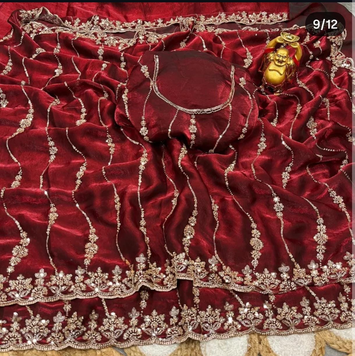 Space Silk Saree with Cutdana Work