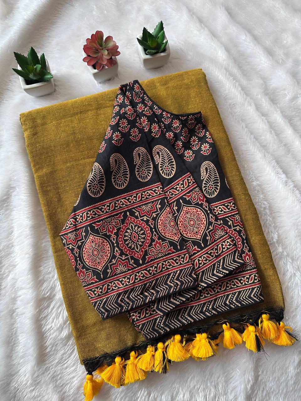 Khadi Cotton Saree with Blouse