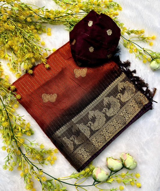 Rust orange saree