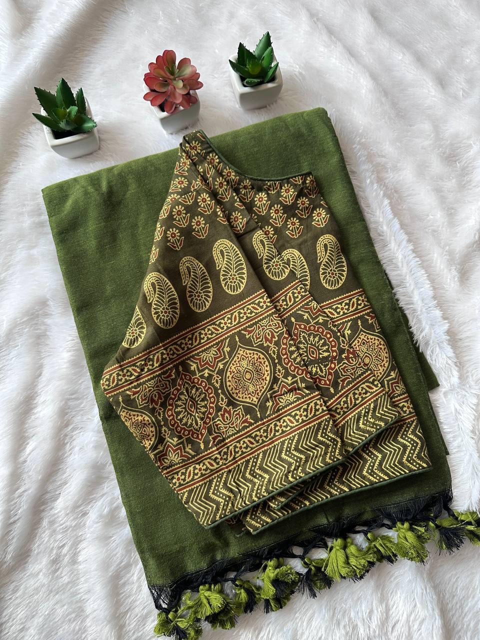 Khadi Cotton Saree with Blouse