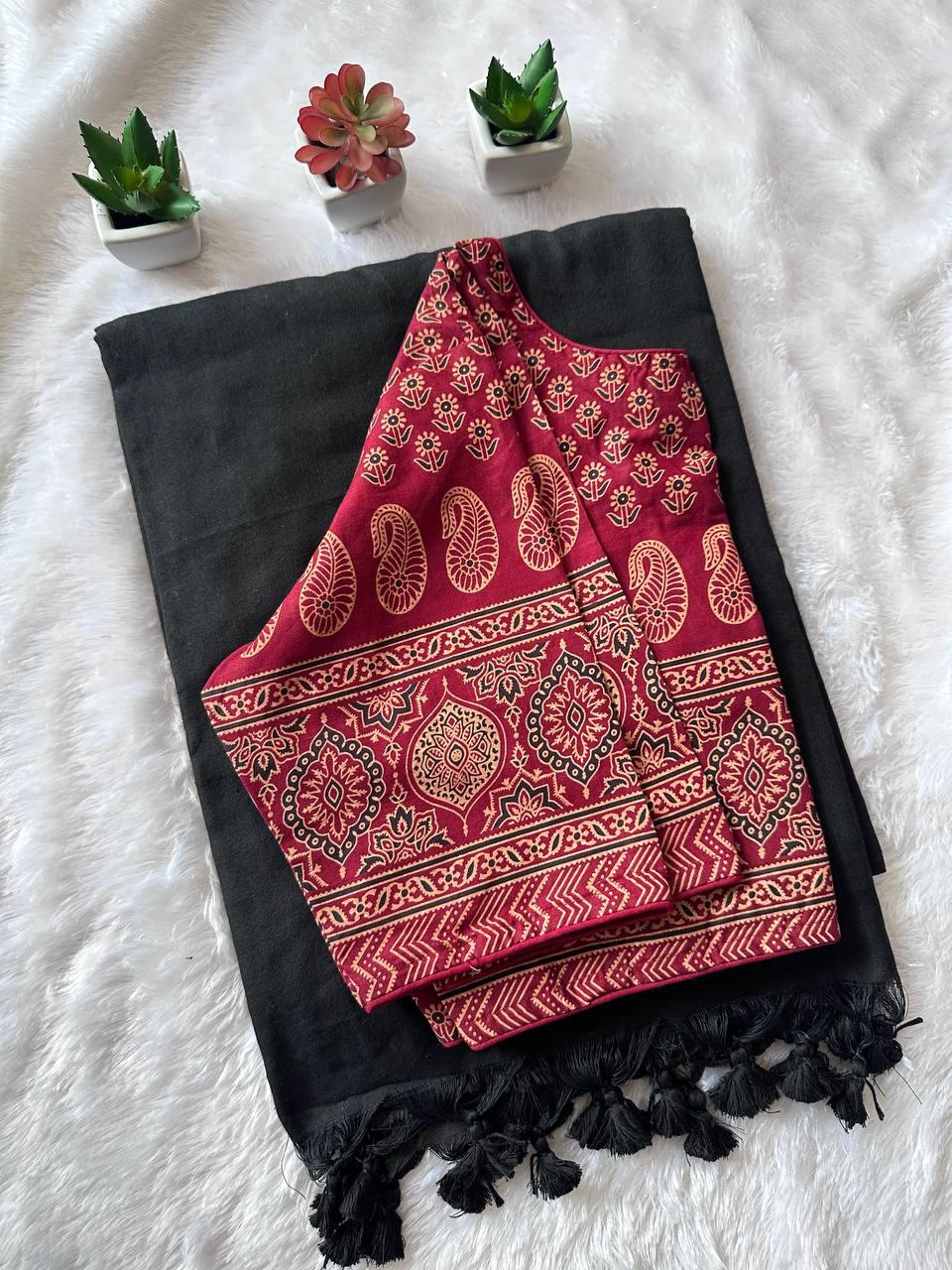 Khadi Cotton Saree with Blouse