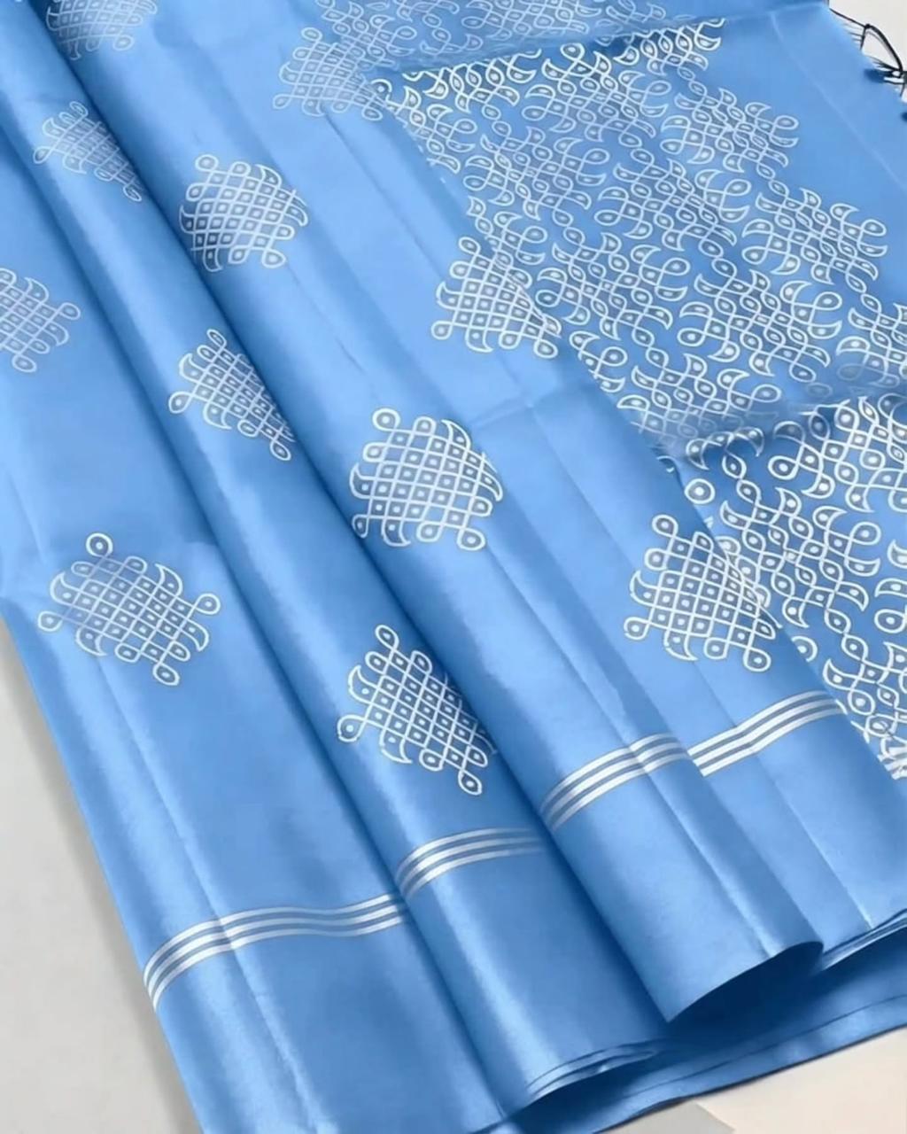 soft silk saree with kolam design