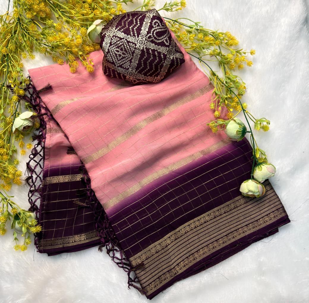 Black & pink saree